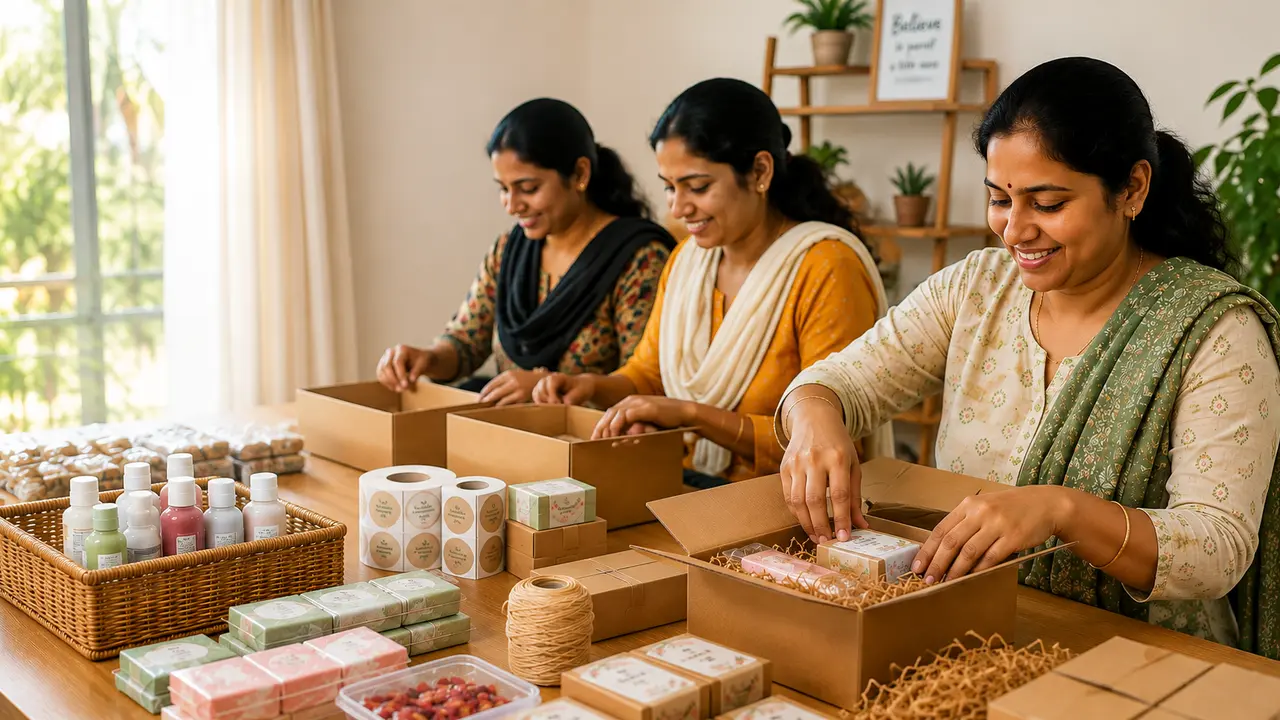 Homemakers coordinating packing and product preparation
